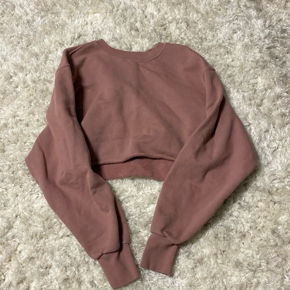 Good American Mauve Cropped Sweatshirt Size 3 Medium - Picture 1 of 3